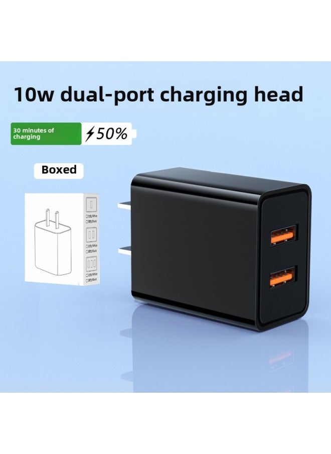 Generic 3C Certified 10W Fast Charging Three-Port Charger Applicable To Android Apple Mobile Phone Charging Head Multi-interface USB Medium-Color:10W Double Charger  Boxed  - Image 1