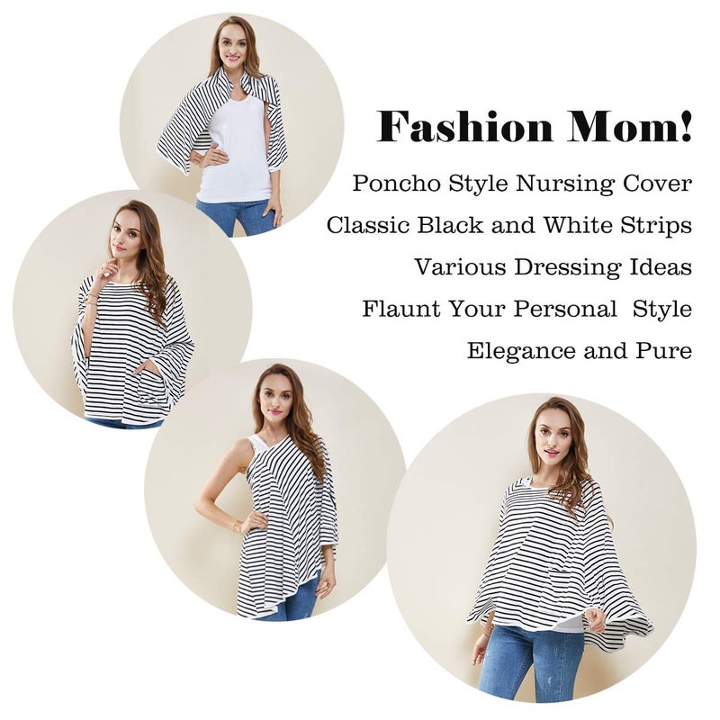 LUCINE Baby Nursing Cover & Nursing Poncho - Multi Use Cover for Baby Car Seat Canopy, Shopping Cart Cover, Stroller Cover, 360° Full Privacy Breastfeeding Coverage, Baby Shower Gifts for Boy&Girl - Image 4