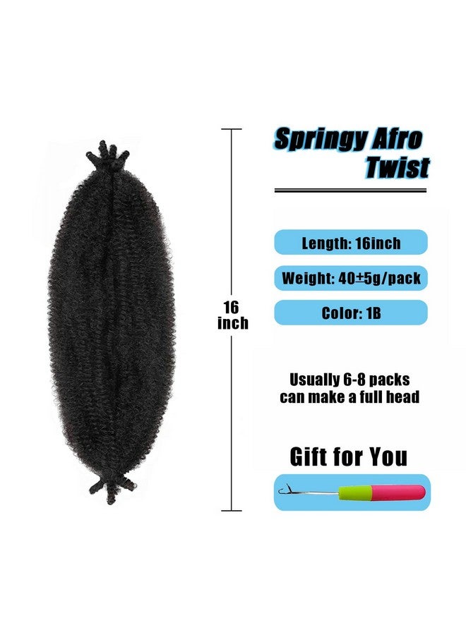 3 Packs Springy Afro Twist Hair 16 Inch Preseparated Kinky Marley Twist Braiding Hair Soft Prefluffed Synthetic Crochet Wrapping Hair For Distressed Faux Locs Spring Twist Passion Twist