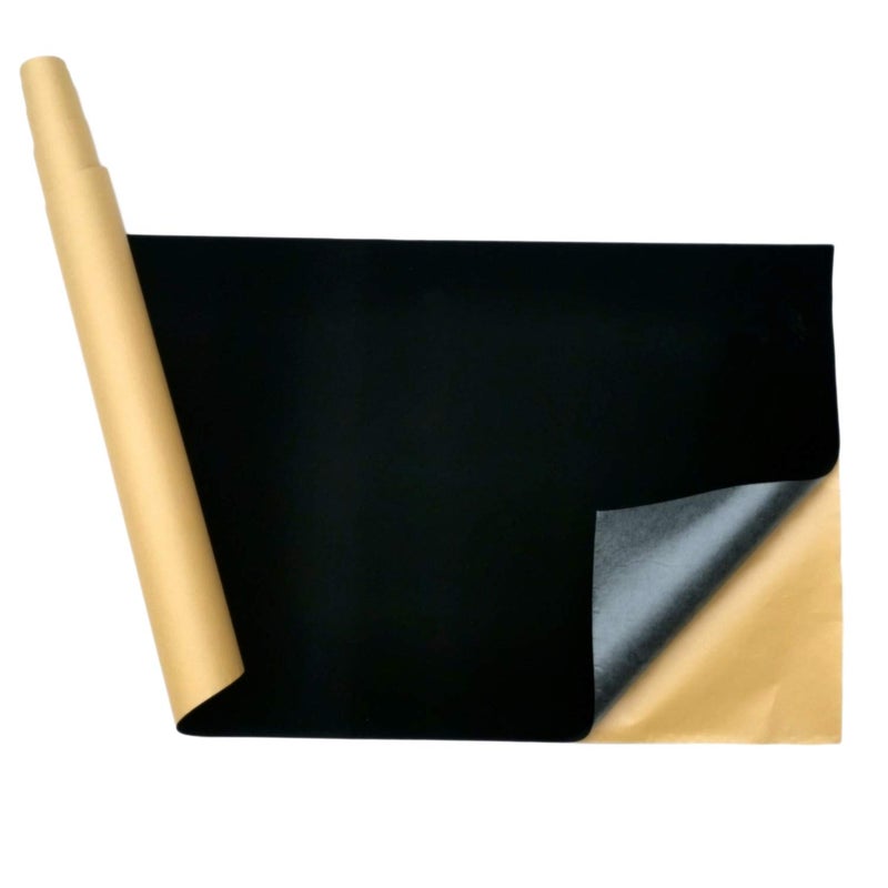 19 Inches by 100 Inches Self Adhesive Flocked Fabric for Jewelry Drawer Storage Box Lining Black