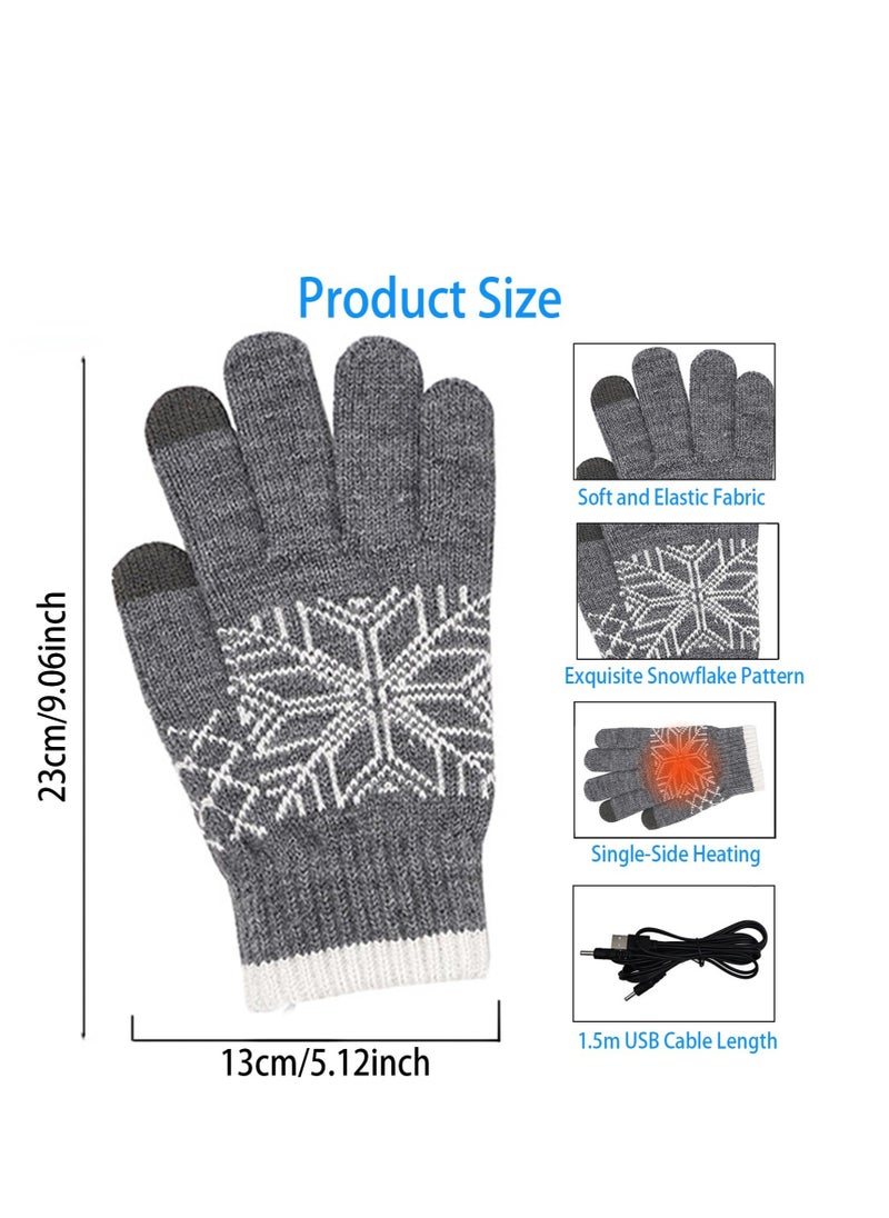 Excefore USB Heated Gloves, Winter Warm Heating Gloves, Washable Touchscreen Electric Warm Gloves, Knitted Heated Gloves, for Men Women Indoor Outdoor  - Image 2