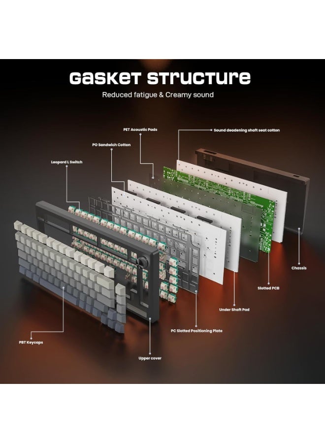 REDRAGON Wireless Mechanical Keyboard K732SP URANUS PRO , Anodized All Aluminum Alloy, Side Printed PBT Gasket RGB Gaming Keyboard with Thick Pre-Lubed Linear Switch, 75％ Tri-Mode Hot Swap Programmable for PC Mac - Image 4