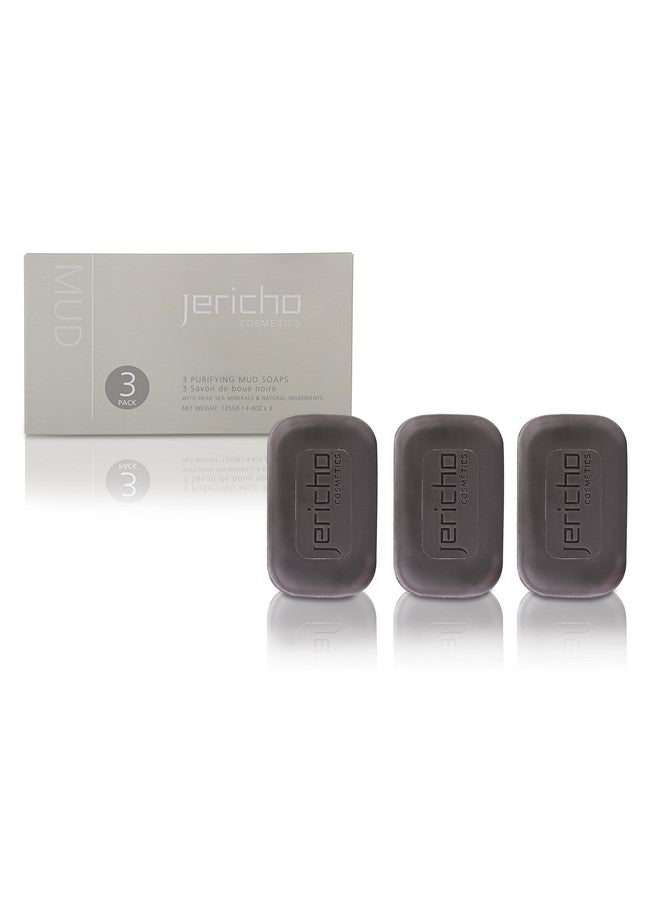 Jericho Cosmetics All Natural Dead Sea Mud Soap Bar - Vegan & Triple Milled Facial Treatment Soap for All Skin Types - Gently Cleanses & Moisturizes - 3 Pack - 4.4 oz each - Image 1