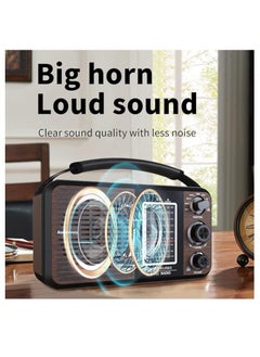 Generic Portable Radio Classic Wood Radiolina AM FM SW with Bluetooth Speaker Rechargeable Battery Enhanced Supports TF AUX USB Disk Speaker Playback for Outdoor Indoor  - Image 2