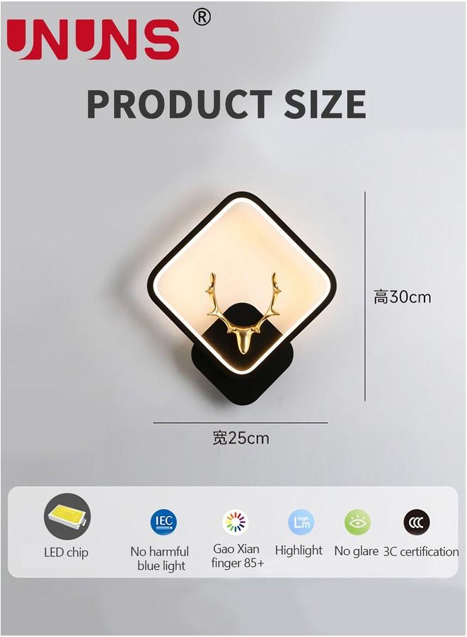 UNUNS LED Wall Lights,Square Deer Head Shaped Dimmable Sconces,Wall Lamps For Bedside Hallway Living Room - Image 3