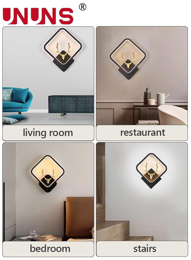 UNUNS LED Wall Lights,Square Deer Head Shaped Dimmable Sconces,Wall Lamps For Bedside Hallway Living Room - Image 5