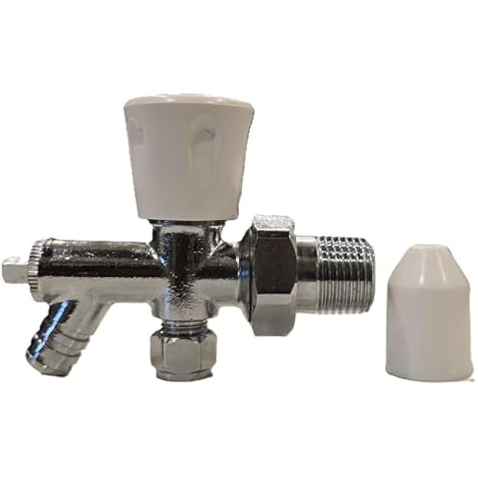 TC CLASSIC MANUAL LOCKSHIELD WHEELHEAD RADIATOR VALVE ANGLED 8MM WITH DRAIN OFF - Image 1