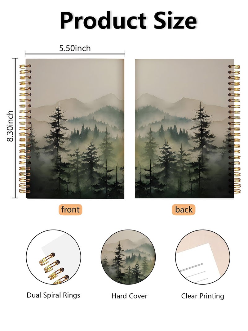 BitKan Nature Misty Forest Spiral Notebook, Rustic Pine Tree Journal, Green Forest Landscape Journal for Women, Nature Lovers Gifts for Women Notebook 5.5x8.3 Inch-392 - Image 2