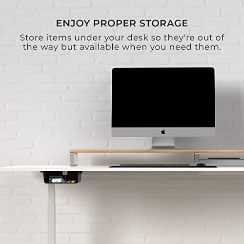 HumanCentric Under Desk Storage Shelf, Drawer Organizer for Office, Workstations, Tables, Sit Stand Desks, Gaming Setups, Mountable Storage Tray, Cable Management, Screw or Stick On, 2 Pack - Image 4
