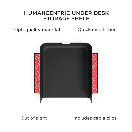 HumanCentric Under Desk Storage Shelf, Drawer Organizer for Office, Workstations, Tables, Sit Stand Desks, Gaming Setups, Mountable Storage Tray, Cable Management, Screw or Stick On, 2 Pack - Image 5