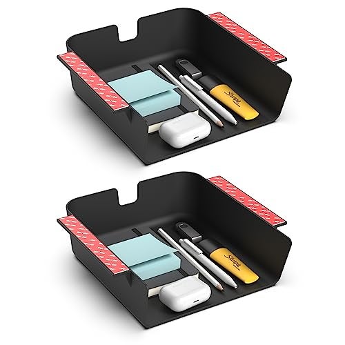 HumanCentric Under Desk Storage Shelf, Drawer Organizer for Office, Workstations, Tables, Sit Stand Desks, Gaming Setups, Mountable Storage Tray, Cable Management, Screw or Stick On, 2 Pack - Image 1