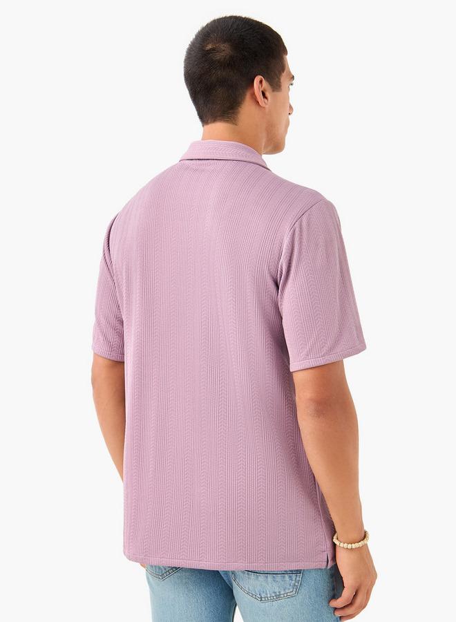 سبلاش فيڤ قميص بقصة عادية بياقة كامب وأكمام قصيرة بنسيج دوبي - Image 3