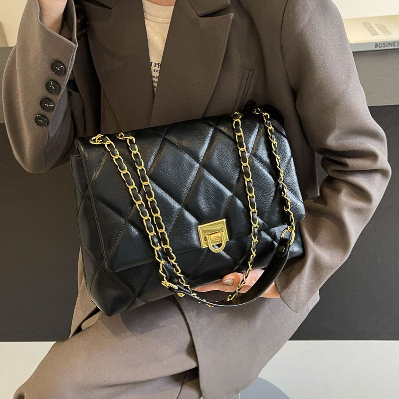 Korean Fashion Crossbody Bag Rhombic Chain Chanel Style Bag Stylish Lock Shoulder Underarm Bag - Image 2