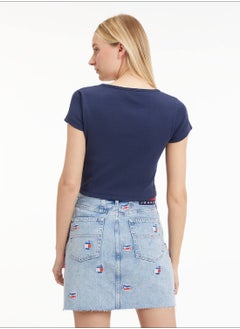 Women's Short Sleeves Crop Top - Cotton, Blue - pzsku/ZF1E3A3A6F9483C9B338CZ/45/_/1735542020/32fc4701-b8c9-45b5-8a20-bd204db87f15