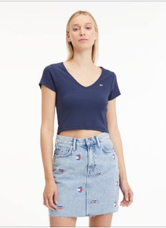 Women's Short Sleeves Crop Top - Cotton, Blue - pzsku/ZF1E3A3A6F9483C9B338CZ/45/_/1735546860/6f4380cb-69d2-4094-9980-6386e67e6811