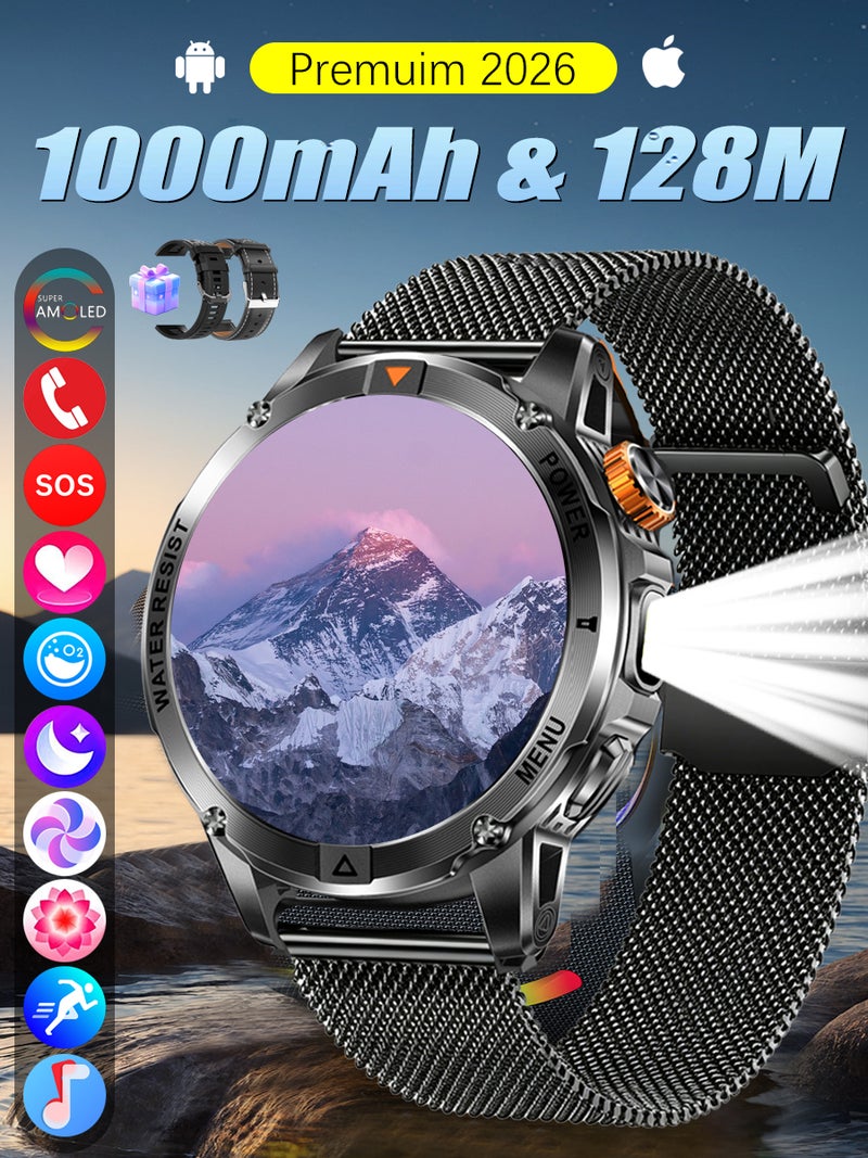 SACOSDING Militrary Smart Watch for Men,1.53" HD/1000mAh Battery Smart watches for Android/iOS (Bluetooth Call Answer/Calls)Fitness Tracker,100+ Sports/LED Flashlight/IP68 Waterproof/Sleep Tracker Smartwatch - Image 1