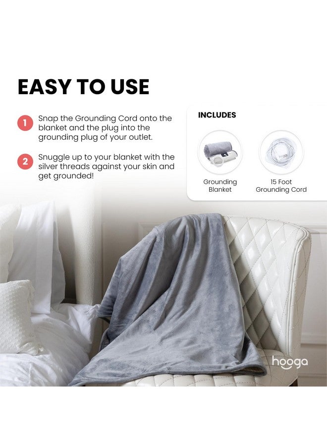 hooga hooga Grounding Blanket for Improved Sleep, Pain Relief, Energy, Inflammation. Grounded Throw, Earth Connected Bedding. Conductive Silver Fiber. Grounding Cord Included. 50x60 Inch Throw.  - Image 2