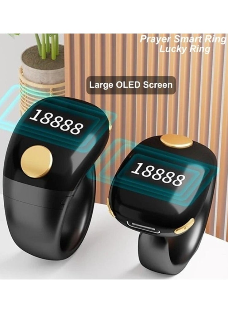 Denx 5-size Tasbih Ring with Tasbih Counter - OLED Screen - Long-lasting Battery - Electronic Tasbih  - Image 1