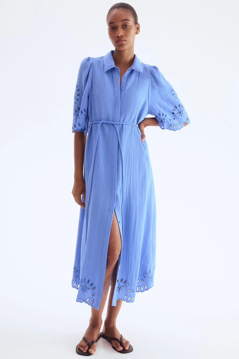 H&M  Broderie anglaise shirt dress for Women | Best Price UAE
