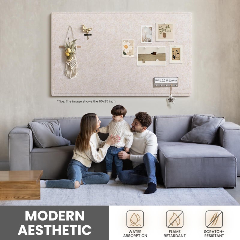 Kciplab Bulletin Board, 48 X 35 inches Decorative Felt Cork Board Alternative with Pushpins, Foldable Felt Notice Pin Board Photo Display Board for Office Home School Wall - Image 4