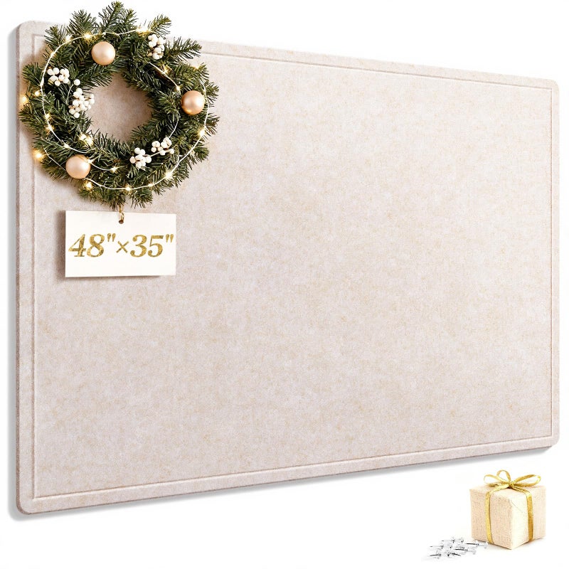 Kciplab Bulletin Board, 48 X 35 inches Decorative Felt Cork Board Alternative with Pushpins, Foldable Felt Notice Pin Board Photo Display Board for Office Home School Wall - Image 1