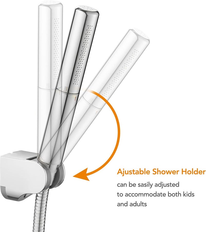 BESy Chrome Brass 2 In 1 Function Handheld Shower Head Set High Pressure 7 Inch Shower Head High Flow Hand Shower Wand with 59 Inch Hose, Bracket, Chrome Finish - Image 4