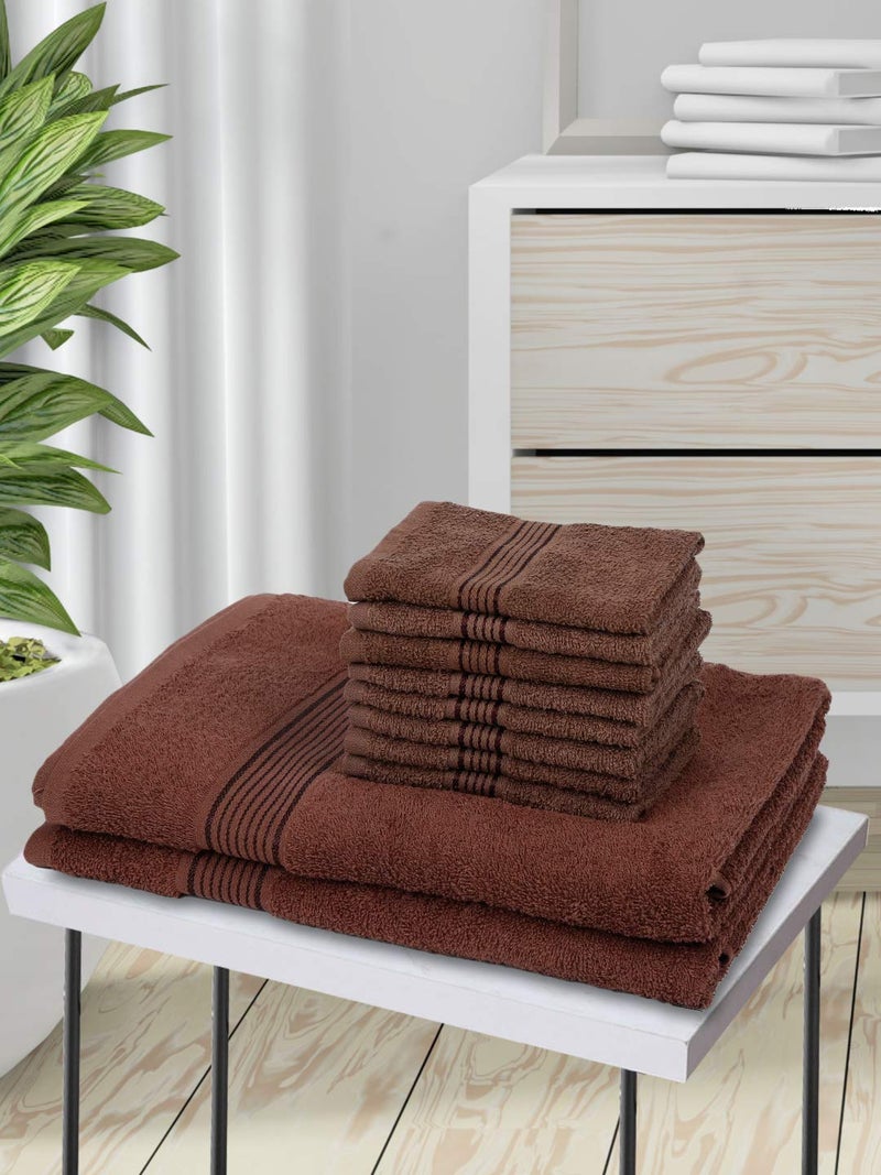 KOPA by Bianca [10pc Quick Dry 100% Cotton Soft Terry Towel -2pc Bath, 8pc Face (d'ross) - Super Absorbent, Lightweight, Odour Free - for Men, Women, Kids Solid-Brown - Image 1
