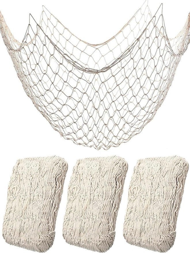 BWEALT Fish Net Decorations for Party, 2mm Natural Cotton Hawaiian Party Fish Net Decorative, Nautical Themed Cotton Fishnet Room Under The Sea Ocean Beach Party Decor (3) - Image 1