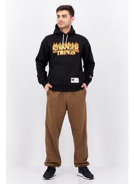 Champion x Stranger Things Men Sportswear Fit Long Sleeve Outdoor Hooded Sweatshirt, Black  - Image 4