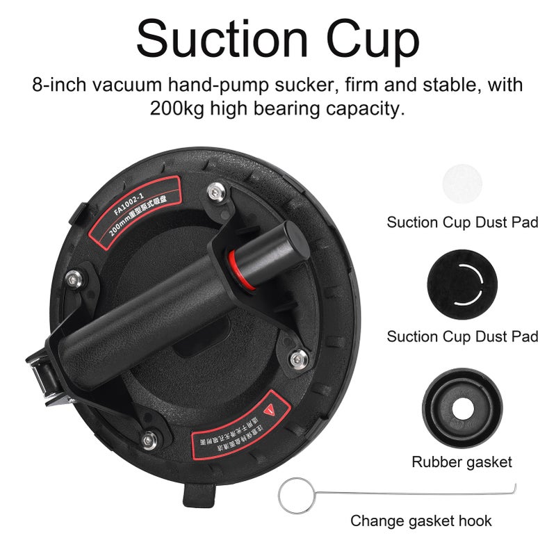 8inch Vacuum Suction Cup 200kg Bearing Capacity Heavy Duty Vacuum Lifter for Granite Glass Lifting - Image 3