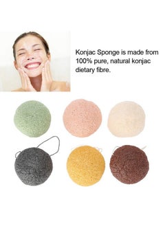 Salmue 6Pcs/Set Konjac Sponge 100% Pure Naturally Cleaning Puff Konjac Sponges Tool Wet/Dry Skin Massage Tools To Effortlessly Cleanse & Soften Delicate Skin Effective Deep Pore  - Image 2