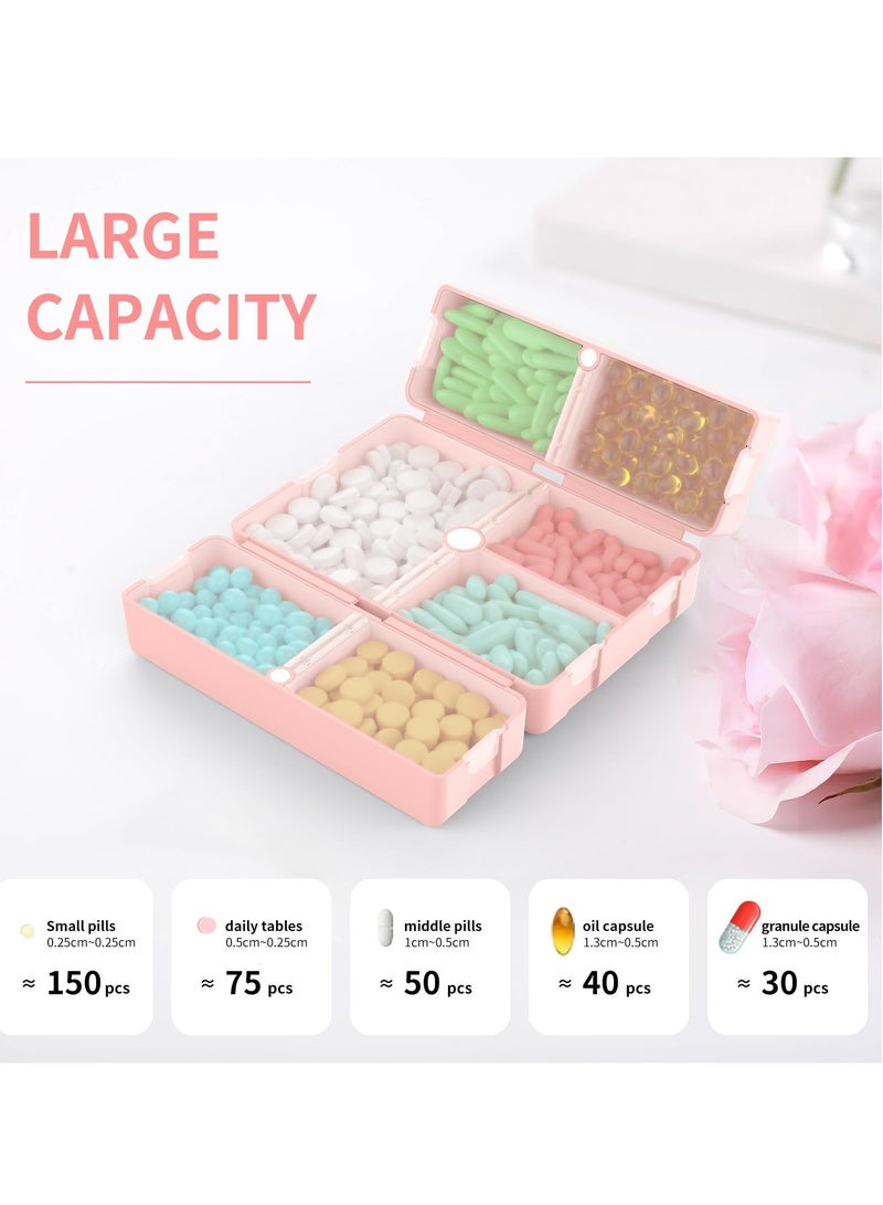 SOLARAE Daily Pill Organizer, 7 Compartments Travel Pill Case, Portable Small Pill Box Folding Design for Vitamin, Medicines, Fish Oil/Supplements (Pink) - Image 4