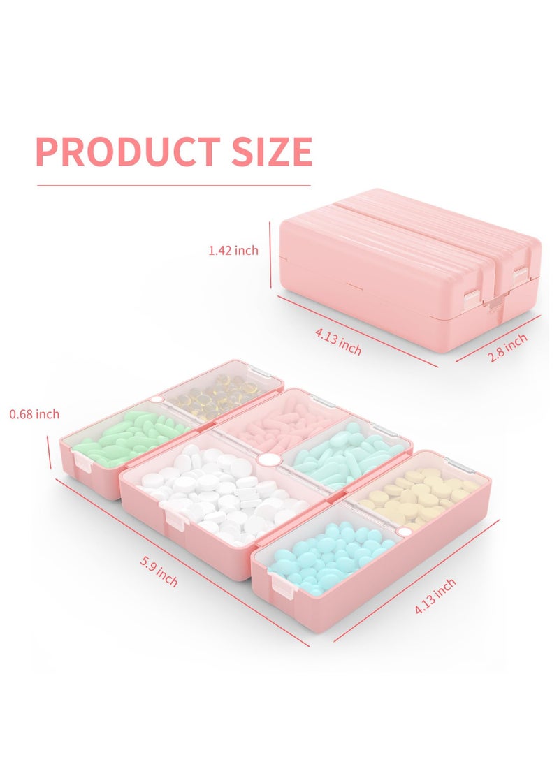 SOLARAE Daily Pill Organizer, 7 Compartments Travel Pill Case, Portable Small Pill Box Folding Design for Vitamin, Medicines, Fish Oil/Supplements (Pink) - Image 5