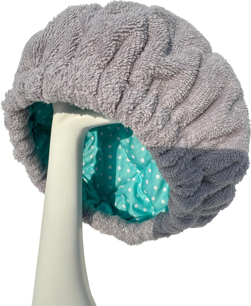 AKISS Flaxseed Deep Conditioning Heat Cap Portable Microwave Hot Bonnet Therapy Hair care Cap For Women (Grey/Dot  Large) - Image 1