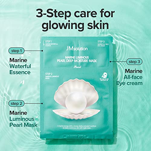 JMsolution Marine Luminous Pearl Deep Moisture 3 Step Skin Care Face Mask - Korean Skincare Facial Mask - boosting Brightening Moisturizing-10 Sheets for Dry Skin - Image 4
