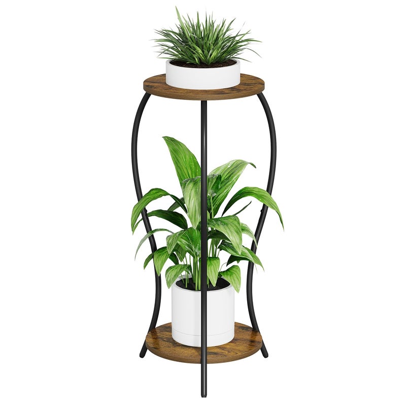 VYUOL Plant Stand Indoor, 2 Tier Round Tall Plant Stand, Flower Pot Stand, Plant Shelf Rack, Corner Plant Stand for Planter Garden Balcony Patio Living Room - Image 1