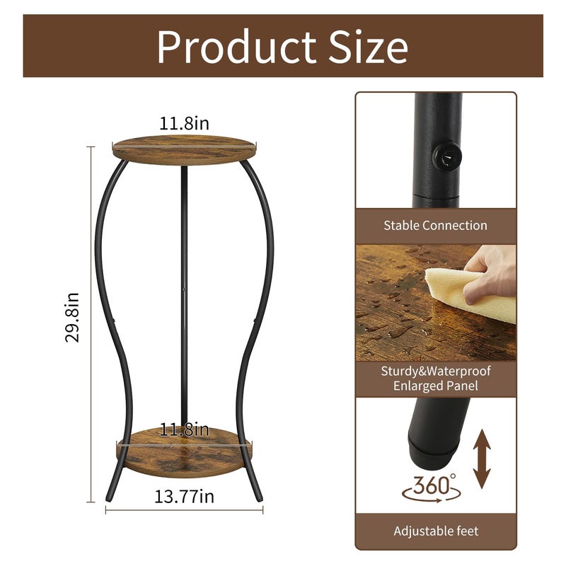 VYUOL Plant Stand Indoor, 2 Tier Round Tall Plant Stand, Flower Pot Stand, Plant Shelf Rack, Corner Plant Stand for Planter Garden Balcony Patio Living Room - Image 3