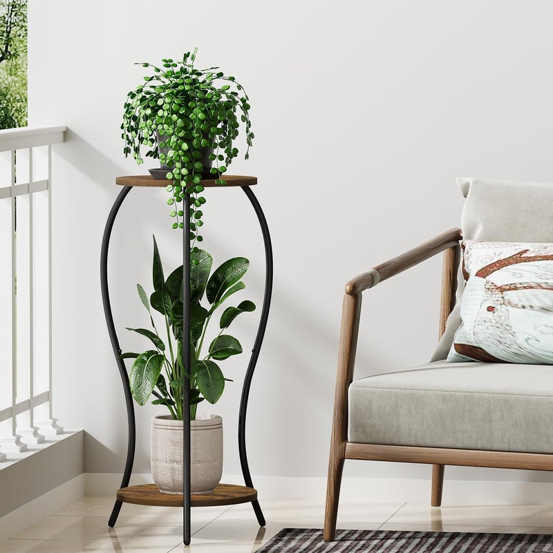 VYUOL Plant Stand Indoor, 2 Tier Round Tall Plant Stand, Flower Pot Stand, Plant Shelf Rack, Corner Plant Stand for Planter Garden Balcony Patio Living Room - Image 5