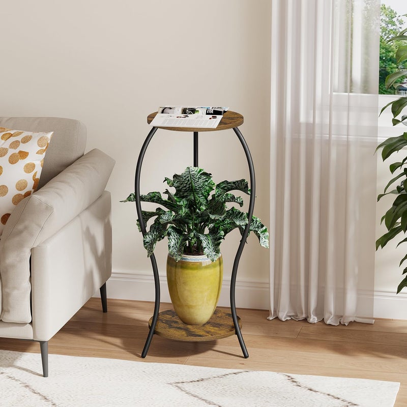 VYUOL Plant Stand Indoor, 2 Tier Round Tall Plant Stand, Flower Pot Stand, Plant Shelf Rack, Corner Plant Stand for Planter Garden Balcony Patio Living Room - Image 4