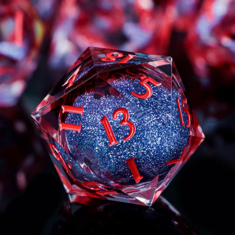 ARUOHHA Liquid Core DND Dice Set, Blood Sharp Edged Dragons Dice Compatible with D&D RPG Role Playing Games, Resin Blood Red Polyhedral Dungeons D and D Dice with Gift Box D20 D12 D10 D8 D6 D4 - Image 3