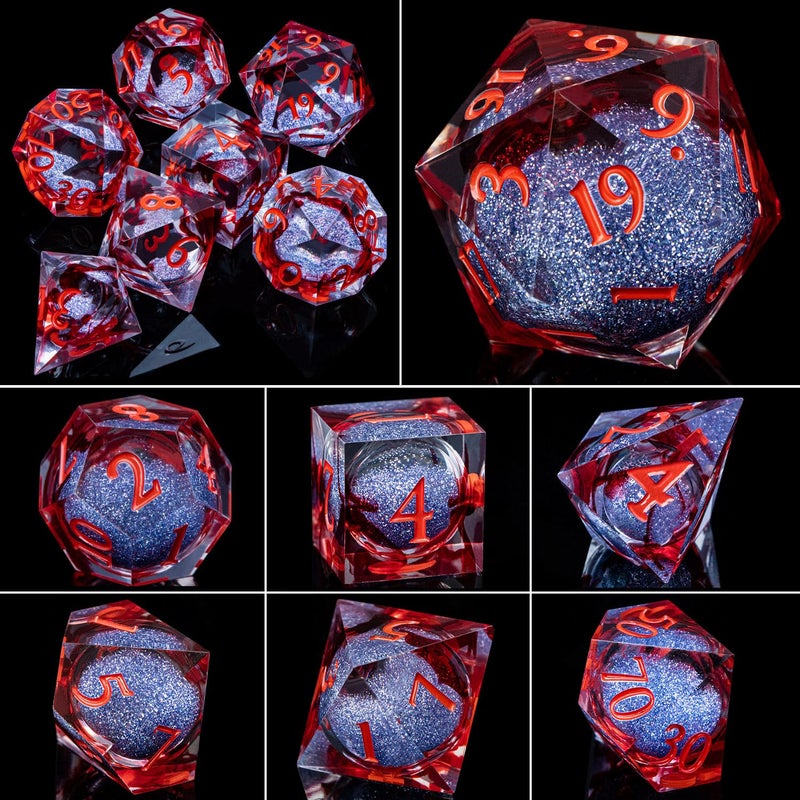 ARUOHHA Liquid Core DND Dice Set, Blood Sharp Edged Dragons Dice Compatible with D&D RPG Role Playing Games, Resin Blood Red Polyhedral Dungeons D and D Dice with Gift Box D20 D12 D10 D8 D6 D4 - Image 5