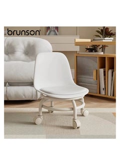 brunson Modern Rotating Backrest Stool with Quiet Wheels Faux Leather Cotton Perfect for Living Room or Entryway Versatile Rolling Low Stool with Backrest Perfect for Beauty Salons Home and Outdoor Use  - Image 2