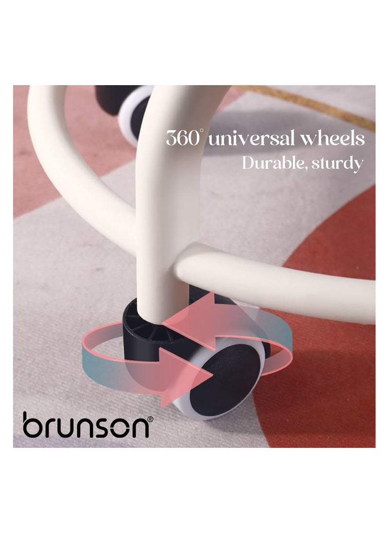brunson Modern Rotating Backrest Stool with Quiet Wheels Faux Leather Cotton Perfect for Living Room or Entryway Versatile Rolling Low Stool with Backrest Perfect for Beauty Salons Home and Outdoor Use  - Image 4