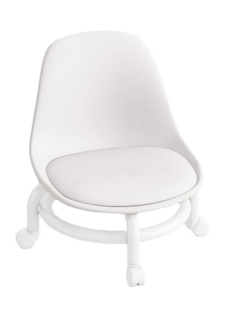 brunson Modern Rotating Backrest Stool with Quiet Wheels Faux Leather Cotton Perfect for Living Room or Entryway Versatile Rolling Low Stool with Backrest Perfect for Beauty Salons Home and Outdoor Use  - Image 1