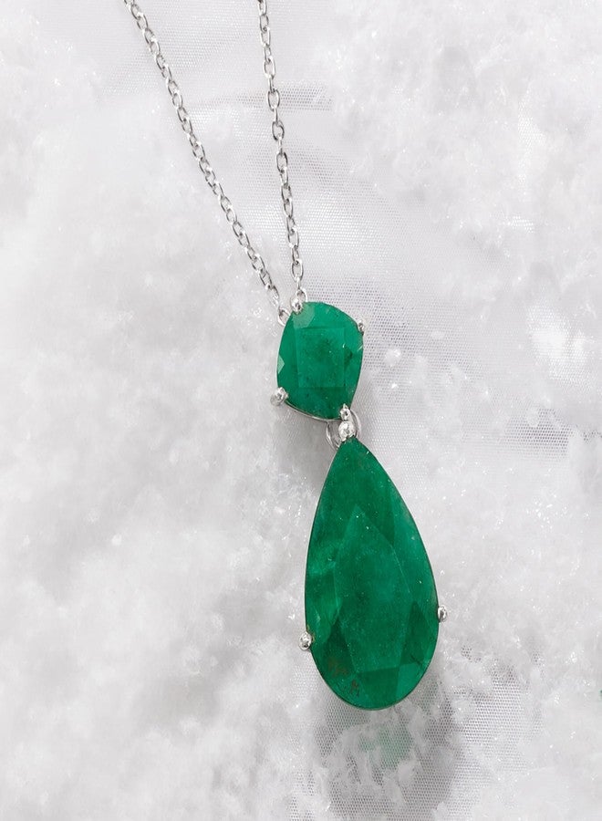 Ross-Simons 11.90 ct. t.w. Emerald Pendant Necklace in Sterling Silver. 20 inches - Image 4