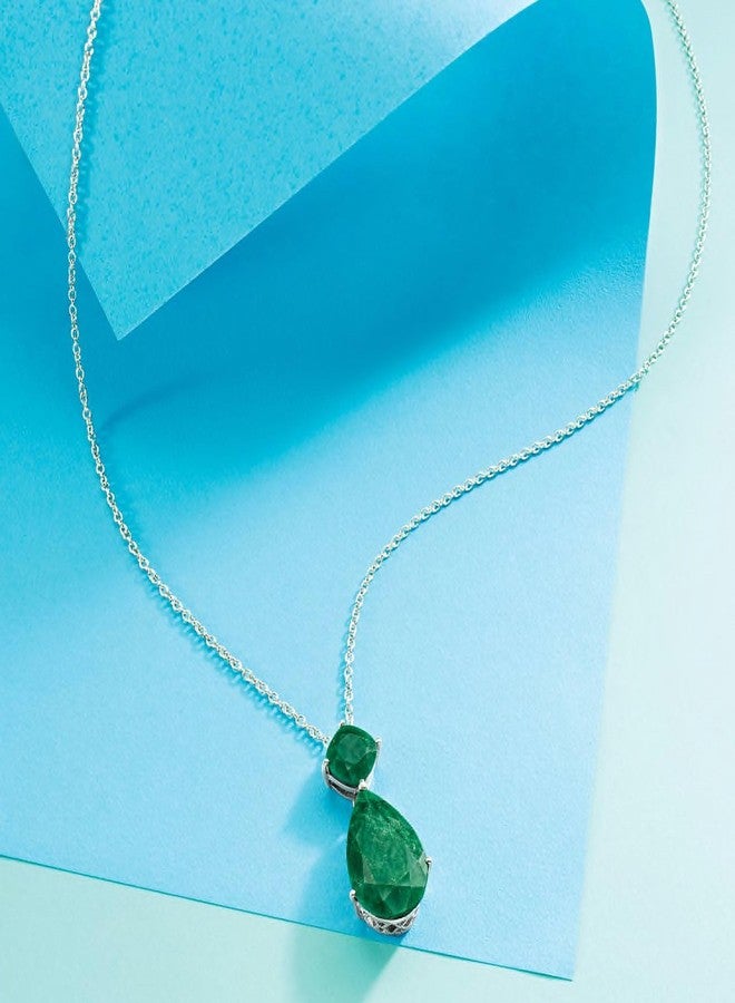 Ross-Simons 11.90 ct. t.w. Emerald Pendant Necklace in Sterling Silver. 20 inches - Image 3