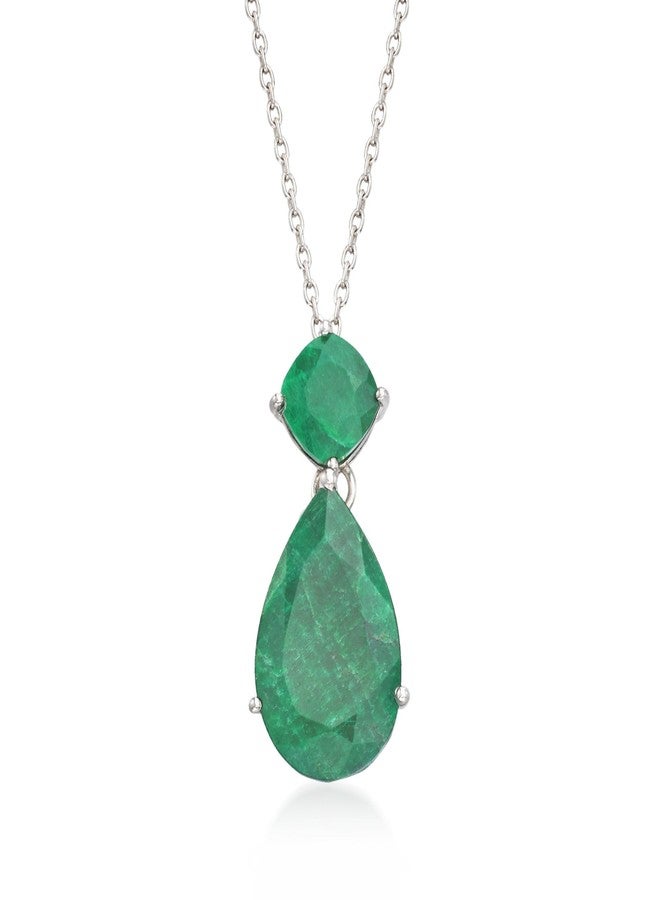 Ross-Simons 11.90 ct. t.w. Emerald Pendant Necklace in Sterling Silver. 20 inches - Image 1