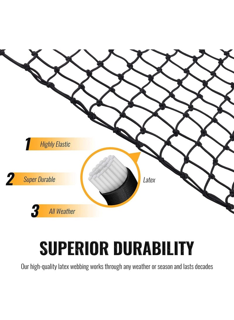 Generic Cargo Nets with 12 Aluminum Climbing Hooks, 12 ABS Plastic Clips, and a Fabric Bag, Premium Bungee Rope Net, Cargo Net, and Roof Tie Down Net  - Image 2
