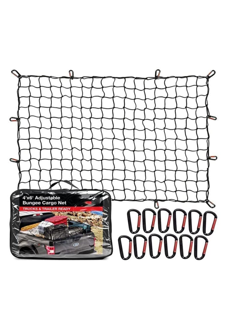Generic Cargo Nets with 12 Aluminum Climbing Hooks, 12 ABS Plastic Clips, and a Fabric Bag, Premium Bungee Rope Net, Cargo Net, and Roof Tie Down Net  - Image 1