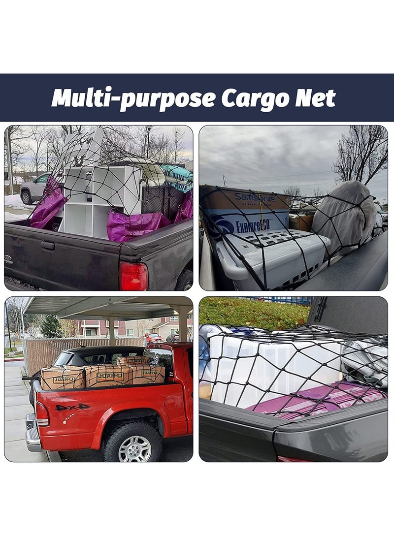 Generic Cargo Nets with 12 Aluminum Climbing Hooks, 12 ABS Plastic Clips, and a Fabric Bag, Premium Bungee Rope Net, Cargo Net, and Roof Tie Down Net  - Image 5